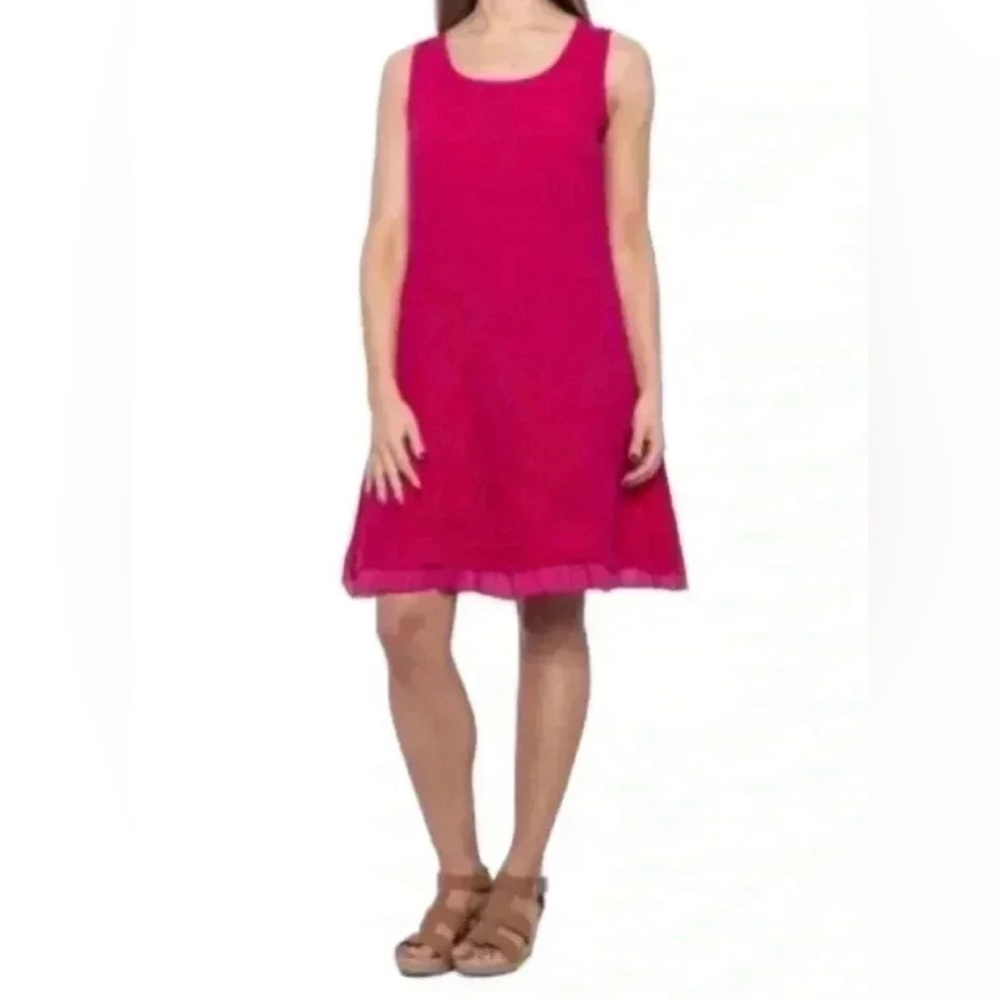 NWT Allegra Masetti Pure Linen Pink Sleeveless Dress Size M